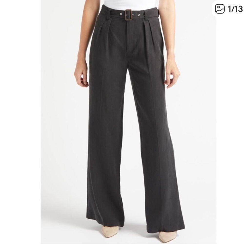 Paige Rachael Wide Leg Belted Pants Black Womens 4